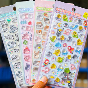 
Japanese cute cartoon animals 3d three-dimensional relief acrylic crystal gem sticker children girl decoration sticker