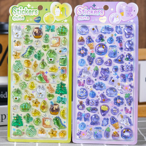 
Children's cartoon animal pattern 3D three-dimensional gem crystal relief sticker girl mobile phone case Guka decorative sticker