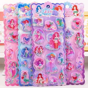 
Mermaid sticker crystal diamond water filling oil three-dimensional cartoon quicksand paste art girl early education toy reward