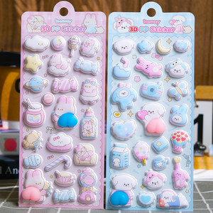 
Cute animal cartoon bunny cat 3D relief sticker soft cute butt sticker pinch and pressure relief toy sticker