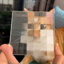 Mosaic Double-Square Glass Pet Quirky Creative Photo Prop 3D Embossed Art Glass Mosaic