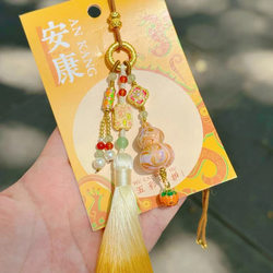 Hangzhou New Chinese Style Luxurious Flower Scenic Area Lacquer Gourd Tassel Car Hanging Ornament Bag Pendant Car Interior Hanging Decoration Gift