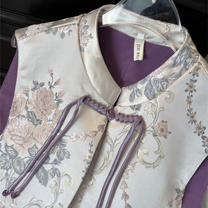 
2025 Spring and Autumn New Chinese Style Printed Vest Women's Tang suit Vest Top Ethnic Women's Horse Clip