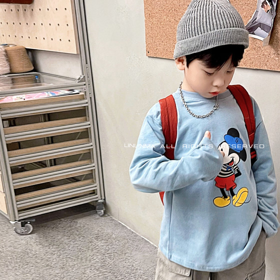 
Linlin Ma children's clothing children's T-shirt autumn 2026 boys' long-sleeved bottoming shirt autumn male baby medium and large children's top trendy