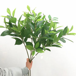 New Artificial Gray Willow Leaves with Realistic Texture, Fake Leaves for Tree Decoration, Indoor and Outdoor Landscaping, Holly Single Branch