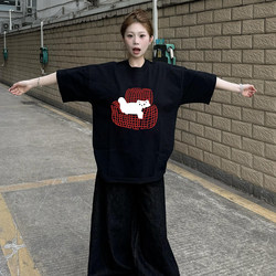 Pure Cotton Heavyweight Short-Sleeve T-Shirt for Women, 2026 New Summer Style, Regular Shoulder Design, American High Street Style, Loose Half-Sleeve Top