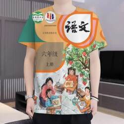 Primary School Textbook Cover Clothing Chinese Book T-Shirt Class Representative Textbook Math Subject Short-Sleeved Shorts Set Clothing