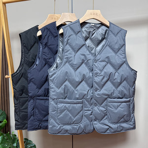 
Three-proof fabric V-neck down cotton men's vest autumn and winter short base warm vest student light cotton vest