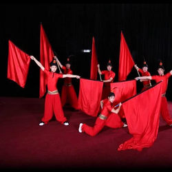 Red Flag Dance Props, Children's Hand-Held Colorful Flags, Children's Dance Flags, Adult Performance Double-Sided Flags, Group Gymnastics Flags