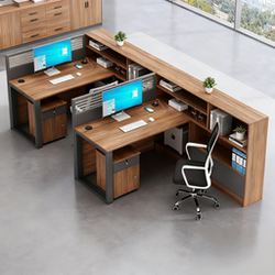 Simple Modern Office Desk and Chair Set with Partition, Office Cubicle, Face-To-Face Staff Desk, Employee Workstation