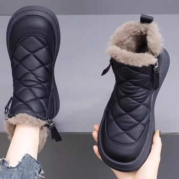 Broken code and cabinet genuine leather thick-soled snow boots women's winter flat anti-slip short boots plus velvet thickened warm cotton boots