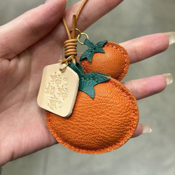 Imported Sheepskin Persimmon-Shaped Handmade Crafts, Chinese Style Car Hanging Ornament, Bag Pendant, Persimmon Keychain, Hand-Sewn Gift