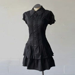 Vintage Lace Patchwork Shirt Dress, Slimming and Complexion-Enhancing, Faux Two-Piece Dress