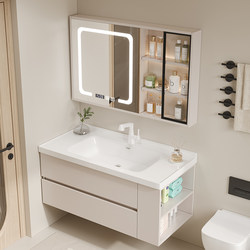 Cream Style Bathroom Cabinet Combination Toilet Side Storage Ceramic Integrated Basin Bathroom Sink Hand Wash Basin