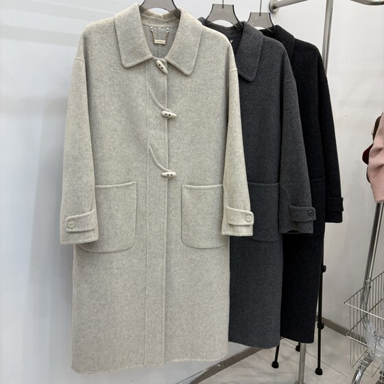 
2025 double-sided wool coat for women mid-length autumn and winter new doll collar Korean style slimming boutique woolen jacket