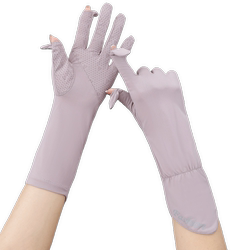 Cool sun protection gloves for women, UV protection for driving and riding, picking tea, thin, non-slip, breathable ice silk sleeves for women