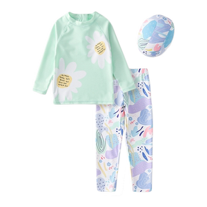 Children's swimsuit girl split long -sleeved long pants swimsuit set girl baby fast dry sunscreen beach swimwear
