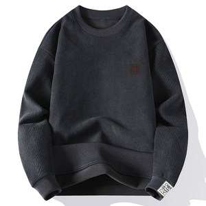Round -neck sweater men's autumn and winter new Masko velvet thickened bottoming shirts with velvet warm men's clothing fleece
