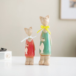 Jingdezhen Creative Home Ceramic Cat Figurine Tv Cabinet Living Room Wine Cabinet Entrance Cute Desktop Room Decoration