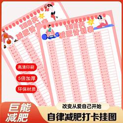 Self-Discipline Check-In Weight Loss Motivational Wall Stickers 120/100/90/60 Days Weight Record Hanging Chart Healthy Slimming Wall Hanging