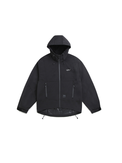 Guuka メンズ 防水 フード付きウィンドブレーカー ジャケット - ブラック