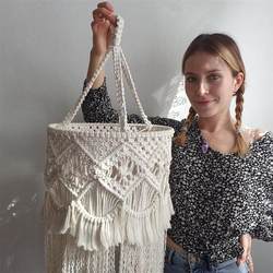 Nordic Style Hand-Woven Cotton Rope Lampshade Bohemian Homestay Lighting Pendant Room Decoration Amazon