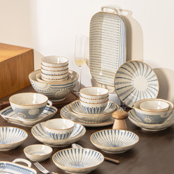 Dinnerware Set 2026 New Model for Home Use, Japanese-Style High Aesthetic Underglaze Color Bowl and Plate Set, Housewarming and Wedding Gift
