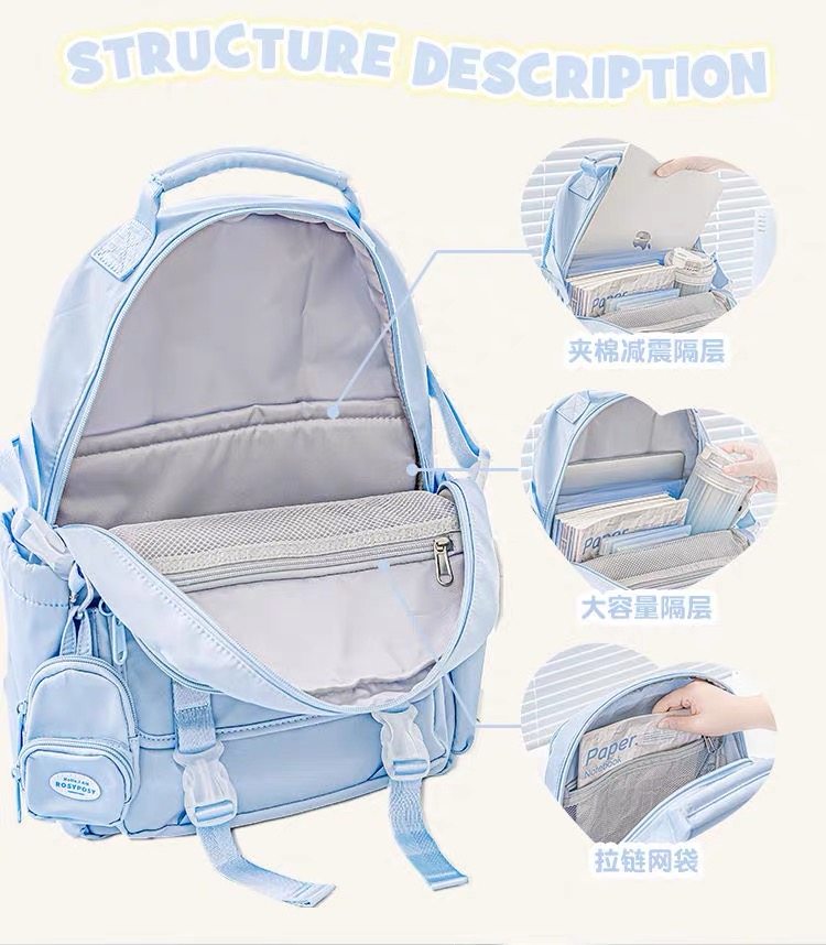 Rosy Posy Rucksack 16 Zoll - Wasserdichter Schulrucksack Mit Reißverschluss & Großer Kapazität