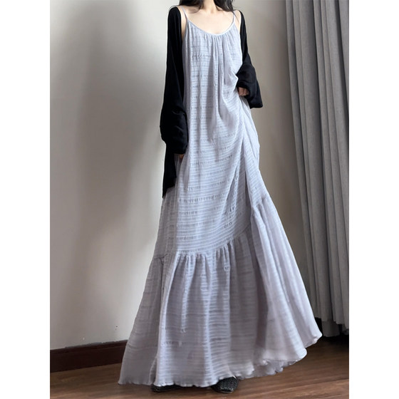 
Read the Art of Clothes Lazy Style Loose Long Dress Simple Long Dress Tall Loose Belly-covering Suspender Skirt