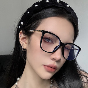 
Xiaoxiangfeng pearl flat glasses for myopic women Korean style trendy large frame to show face small plain eye frame can be matched with degree