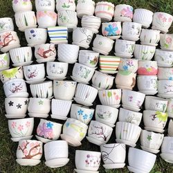 Succulent Flower Pots Ceramic Clearance Sale Large Succulent Plant Tray Green Radish Creative Simple Large Diameter Small Flower Pot