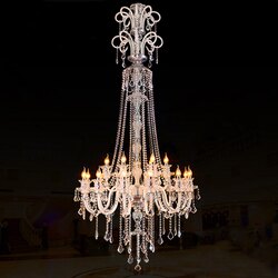 European-Style Minimalist Candle Chandelier for Duplex Houses, Villa Crystal Living Room Lamp, Staircase Hotel Lobby Chandelier