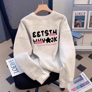 重磅美式复古慵懒chic圆领卫衣女秋冬宽松设计感小众潮牌长袖上衣