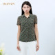 HONRN/Red Man Casual Knitted Cardigan Slim Floral Printed Short-Sleeved Thin Shirt Top Women's Summer Style