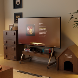 Dongmu Solid Wood Movable Tv Cabinet for Living Room, Small Apartment, Modern Simple Floor-Standing Storage Tv Stand