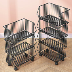 Vegetable Basket, Thickened Kitchen Storage Rack, Wall-Mounted, Floor-Standing, Vegetable and Fruit Countertop, Corner Storage Supplies, Corner Cart