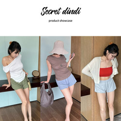 SECRET DINDI Comfortable multi-color wide-brimmed short hot pants for women summer retro loose casual shorts
