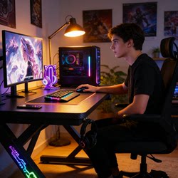 Dr. Song's Gaming Desk, Dual-Person Desktop Computer Table, Can Be Equipped with a Robotic Arm, Segmented Gaming Desk