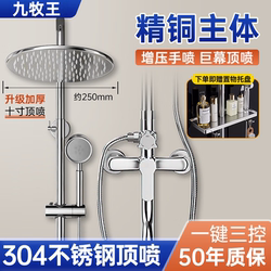 Jiumuwang Shower Set All-Copper Pressurized Household Showerhead with Integrated Silicone Descaling Large Spray Head