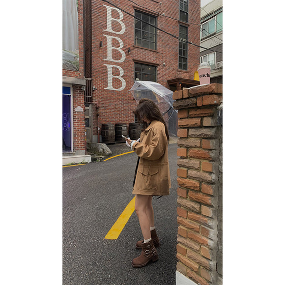 
are U shop Retro Windbreaker Women's Autumn Korean Version 2023 New Small Drape Loose Casual Style Jacket