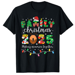 2025 New Christmas Gift Couple and Family Matching Outfits American Casual Style Men's and Women's Pure Cotton Short T-Shirts