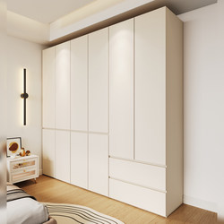 Enf Grade 18mm Solid Wood European Pine Board Cream Style White Wardrobe for Home Bedroom Economical Modular Large Wardrobe