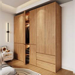 Enf Grade European Pine Board Wardrobe Bedroom Home Segmented Storage Cabinet Economical Large Wardrobe Small Apartment Storage