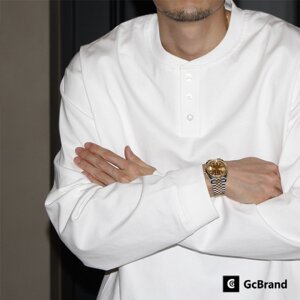 
GcBrand Lab Henry Collar Shirt Retro casual men's and women's long-sleeved T-shirt Henry collar shirt