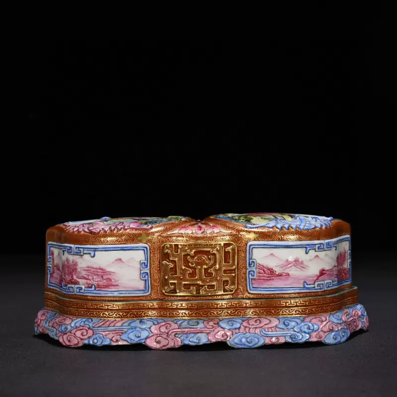 清乾隆珐琅彩描金西洋人物纹福寿桃形果盒粉盒古董古玩古瓷器-Taobao