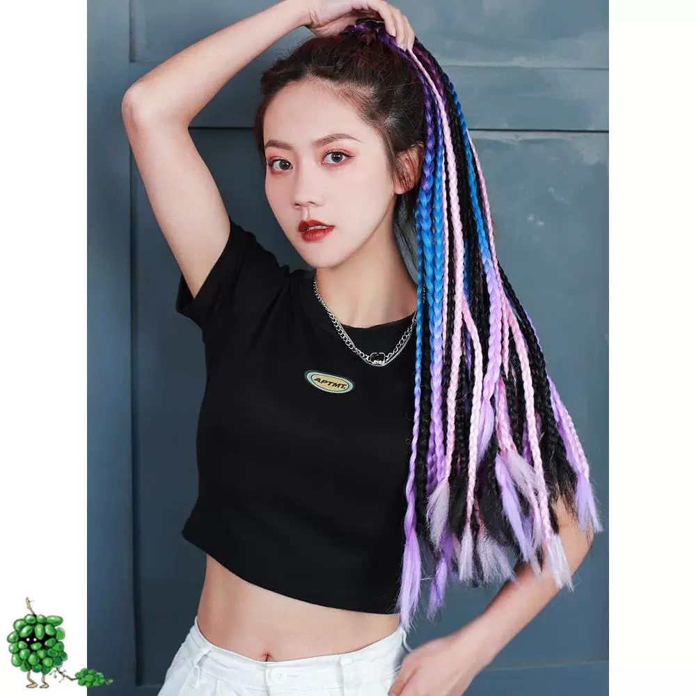 脏辫假发马尾彩色渐变假辫子女麻花辫街舞嘻哈欧美脏脏辫潮辫
