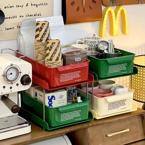 Snack storage desktop household pull-out multi-function drawer wheeled seasoning rack debris storage storage box