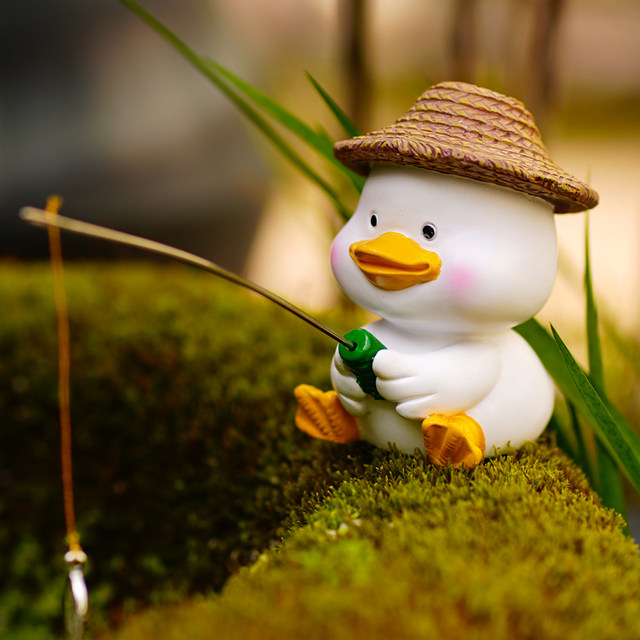 
Cute duck fishing aquarium rockery flowing water ancient method fish tank landscaping decoration garden potted landscape ornaments