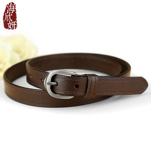 Women's belt leather head layer cowhide belt women's fine wide retro, simple wild casual Korean jeans band