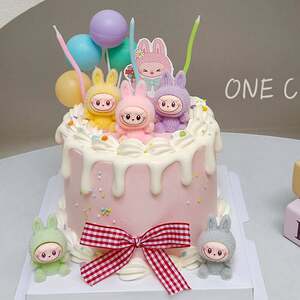 
Bubu bubu cake decoration ornaments cute colorful bunny children's birthday party dessert plug-in accessories